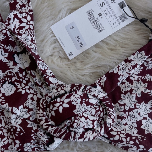 Deep Red Zara Tank Top with Floral Design - Picture 2 of 3